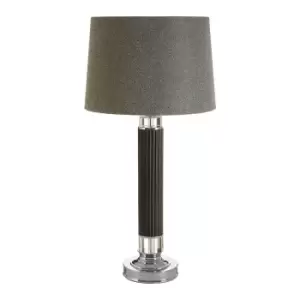 Image of Corrugated Black Column with Chrome Accents Table Lamp