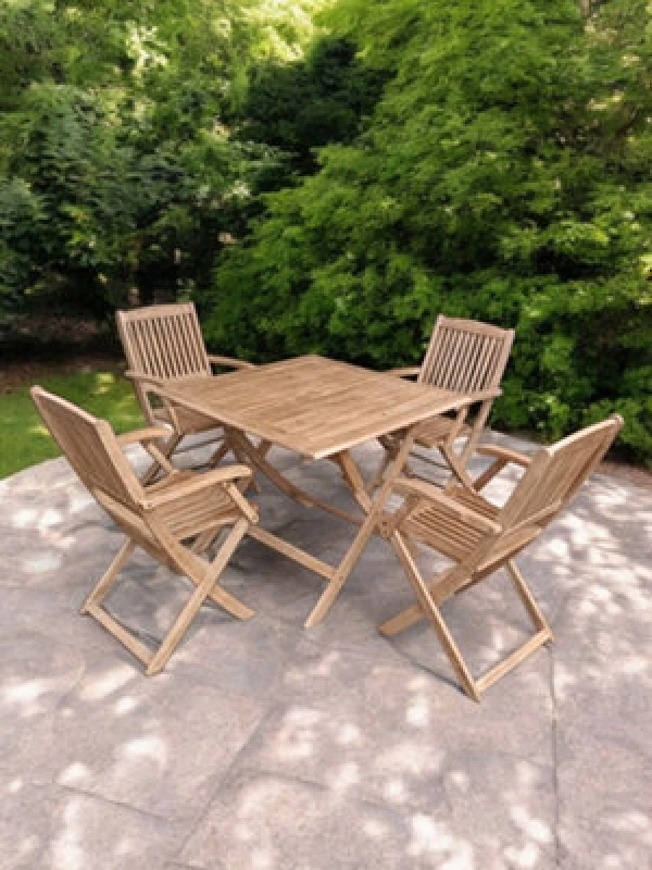 Image of Royalcraft London 90Cm Square Folding Set With 4 London Folding Armchairs