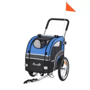 Image of PawHut 2-in-1 Dog Bike Trailer & Pet Stroller W/ Carrier - Blue