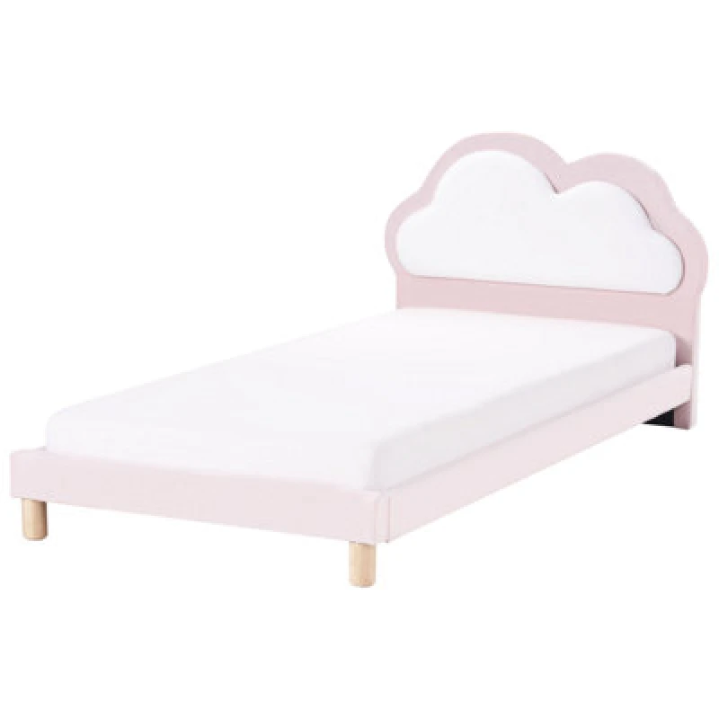 Image of Beliani Kids Bed Cloud Velvet Mazou 90 X 200 Cm (Eu Single) Pink
