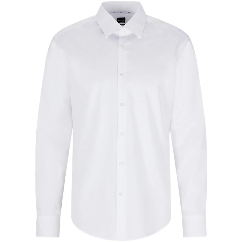 Image of Boss Mens H Joe Kent Long Sleeve Oxford Shirt White male 15.75L in