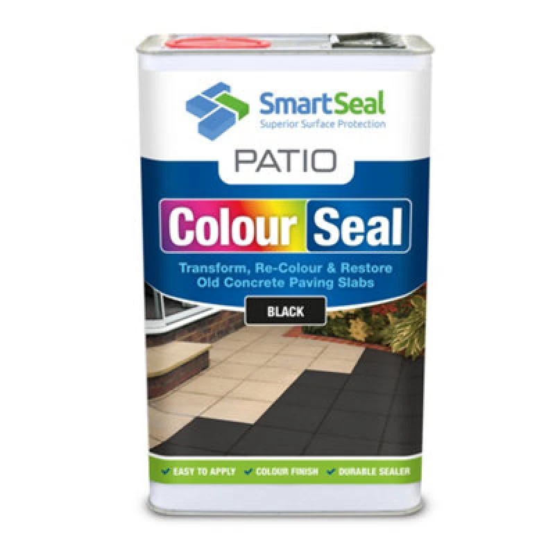 Image of Smartseal Patio Colourseal Black, Seal And Restore Concrete Paving Slabs, Concrete Paint For Patio, 5L, Black 5.061E+12