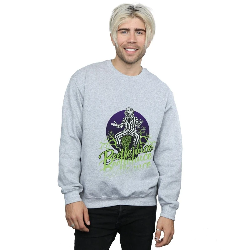 Image of Beetlejuice Beetlejuice Men Faded Pose Sweatshirt in Grey Size: Small Grey S Male 5057864034752
