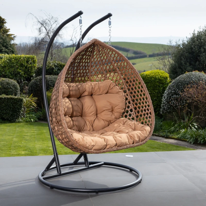 Image of Artemis Home Henley Double Swing Egg Pod Chair in Brown Brown Unisex