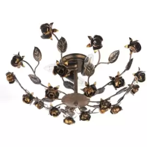 Image of Onli Carolina Flower Design Multi Arm Semi Flush Ceiling Lamp, Bronze