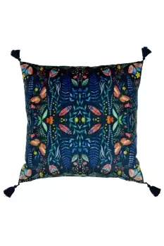 Image of Kaleidoscopic Printed Tasselled Cushion