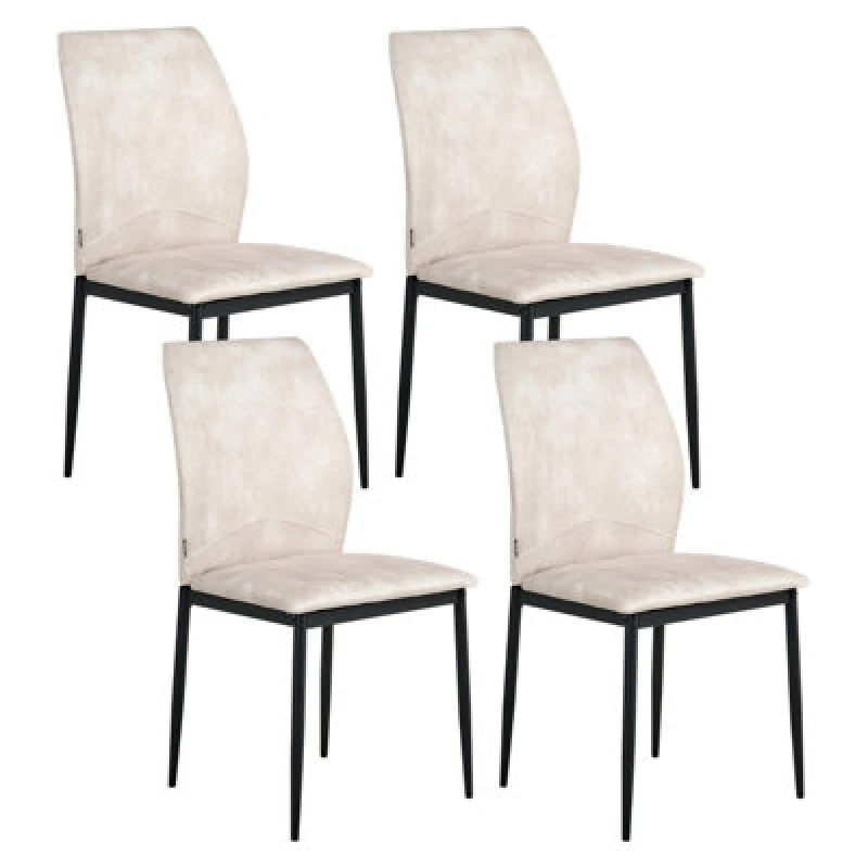 Image of Beliani Set Of 4 Dining Chairs Rocheport Fabric Light Beige