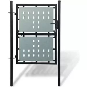 Image of Black Single Door Fence Gate 100 x 200cm Vidaxl Black