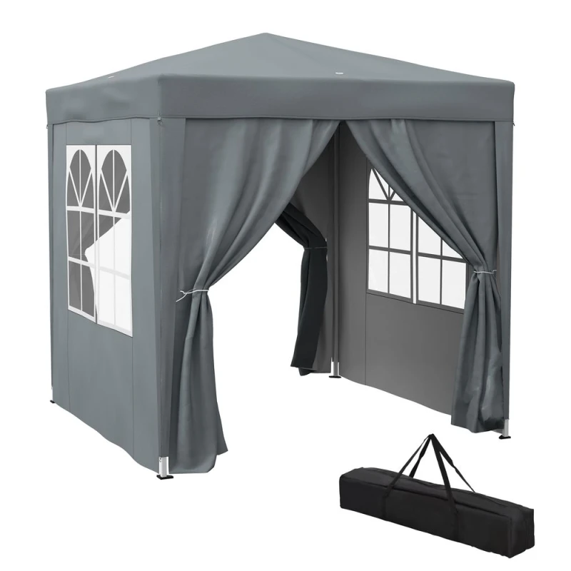 Image of Outsunny 2mx2m Pop Up Gazebo Party Tent Canopy Marquee with Storage Bag Grey - Outsunny 84C-423V00GY