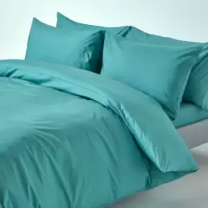 Image of Teal Egyptian Cotton Duvet Cover Set 200 Thread Count, King - Teal - Teal - Homescapes
