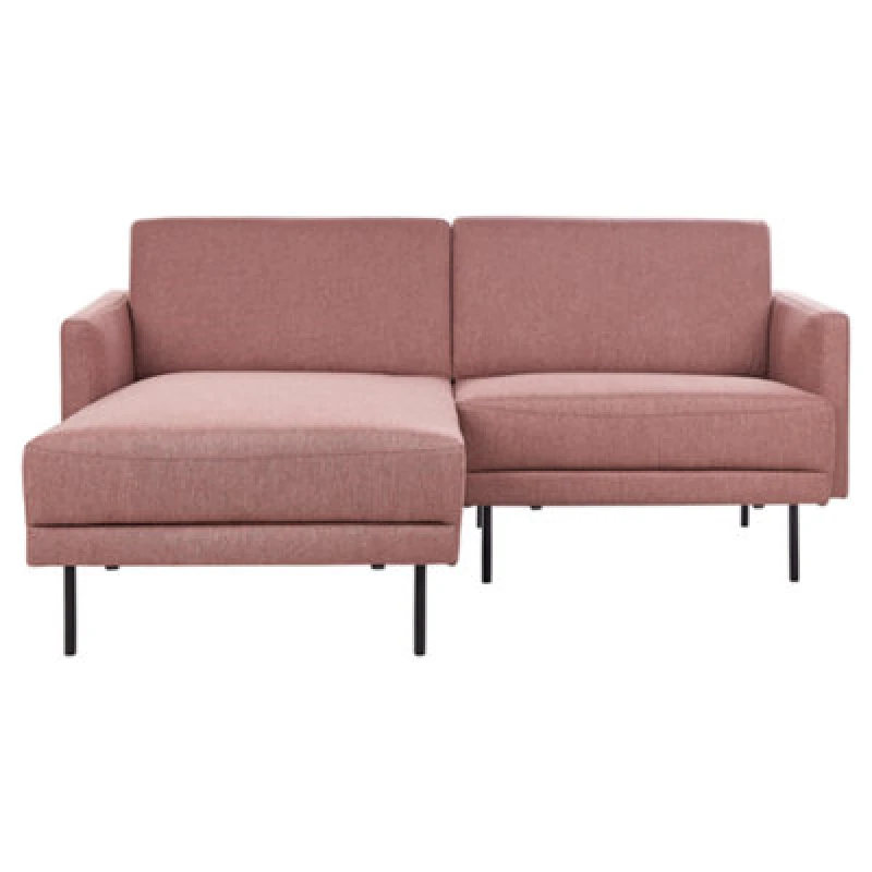 Image of Beliani Corner Sofa 2 Seater Breda Fabric Pink Right Hand