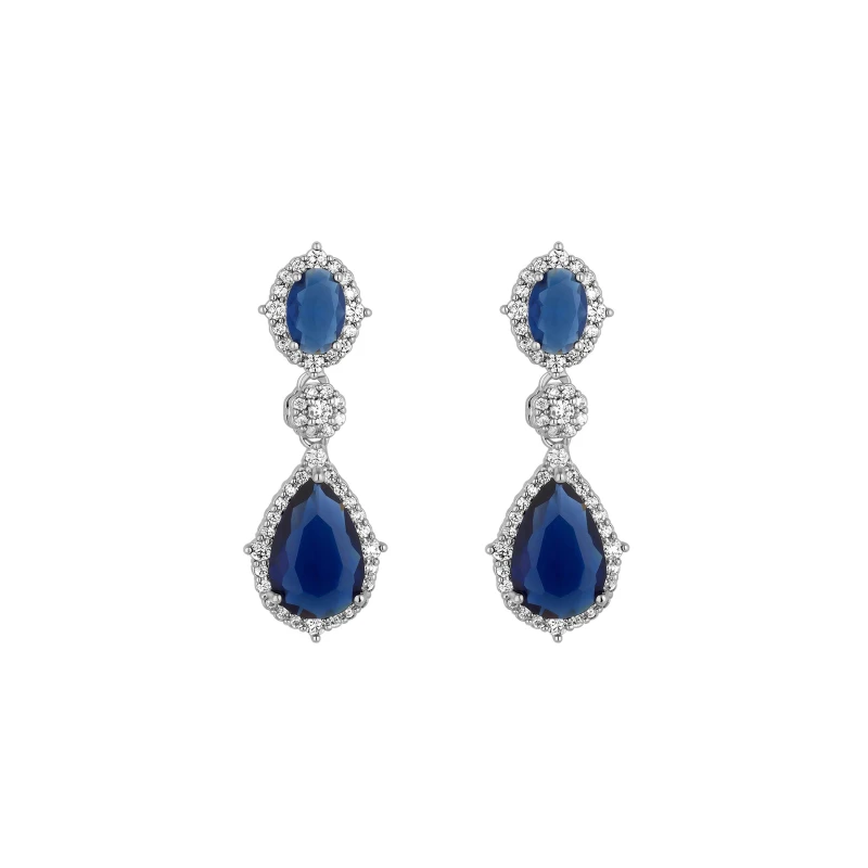 Image of Jon Richard Gold Plated Sapphire Pear Drop Earrings Jewellery Sets One Size Silver 70980711000