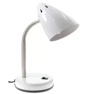 Image of Premier Housewares Desk Lamp in White Gloss Chrome with Flexible Stem