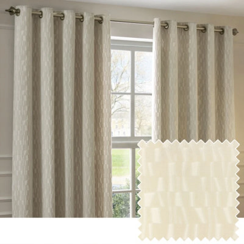 Image of Paoletti Paoletti Manhattan Velvet Eyelet Curtain Pair in Off White Size: 229cm width x 229cm drop Off White 229cm width x 229cm drop Unisex 5025532