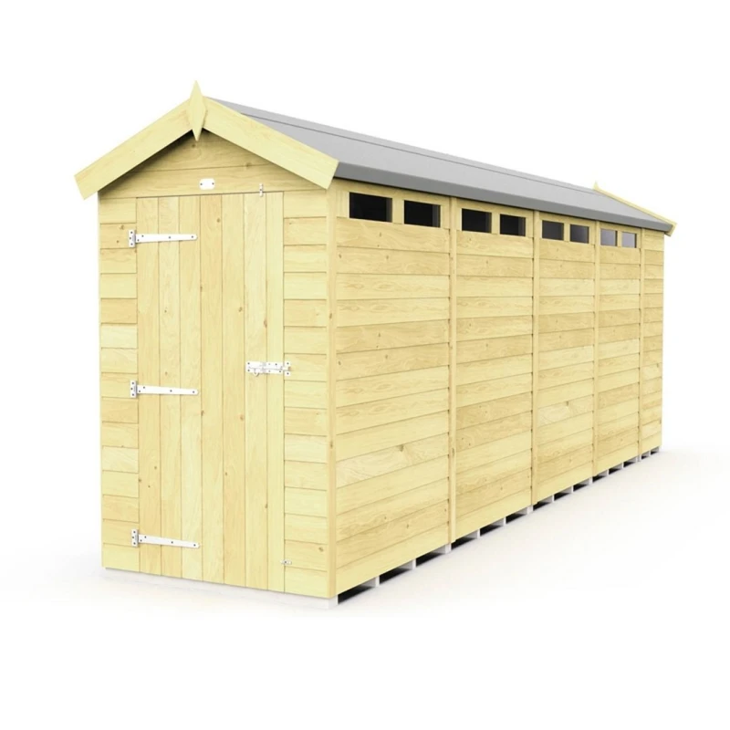 Image of Buttercup Farm 4 x 18 Feet Apex Security Shed - Single Door - L533 x W118 x H217cm in Brown Brown Unisex
