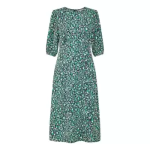 Image of Yumi Green Abstract Animal Print Midi Dress - Green