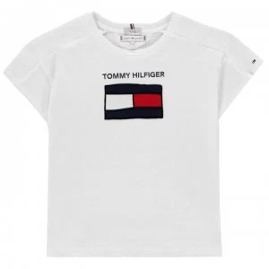 Image of Tommy Hilfiger Junior Girls Graphic Flag T Shirt - White YBR