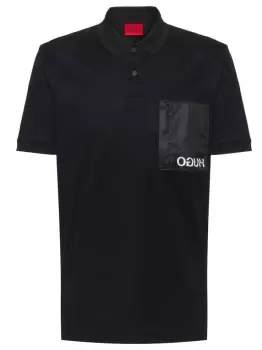 Image of HUGO Reverse Logo Pocket Polo Shirt Black