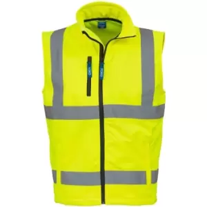 Image of Yoko Mens Hi Vis Softshell Bodywarmer / Workwear (Pack of 2) (L) (Hi-Vis Yellow) - Hi-Vis Yellow