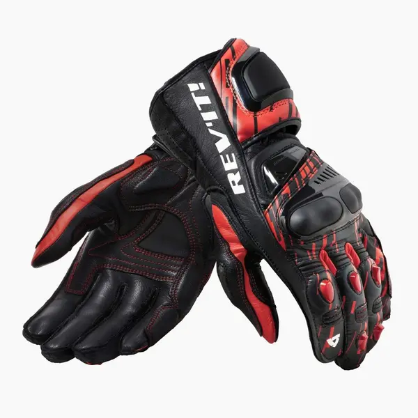 Image of REV'IT! Quantum 2 Neon Red Black Motorcycle Gloves Size M