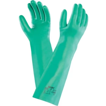 Image of Ansell 37-185 Solvex Green Nitrile Gloves - Size 8