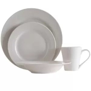 Image of Premier Housewares 16 Piece Ribbed Dinner Set - White