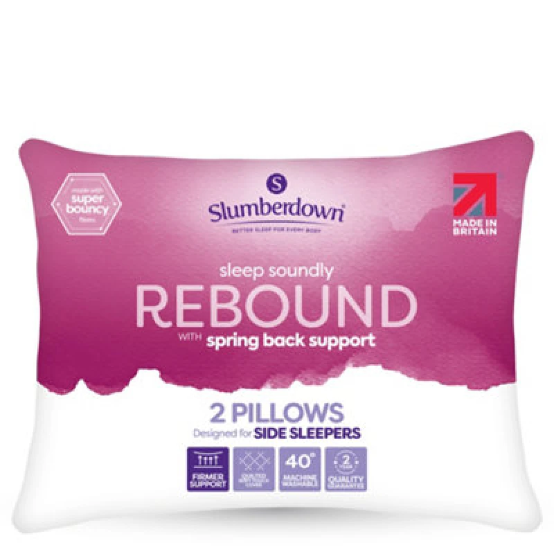 Image of Slumberdown 2 Pack Sleep Soundly Rebound Firm Support Pillows White