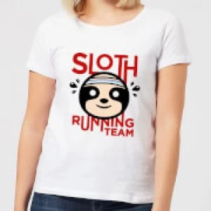 Image of Sloth Running Team Womens T-Shirt - White - 3XL