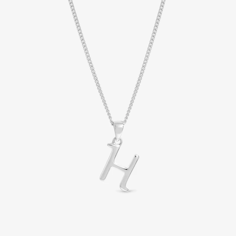 Image of Simply Silver Womens Sterling Silver 925 Initial Pendant - H Silver Female One Size