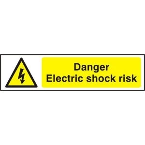 Image of ASEC Danger Electric Shock Risk 200mm x 50mm PVC Self Adhesive Sign