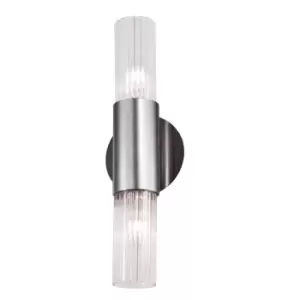 Image of Giro Glass Up & Down Wall Lamp 2 Light Brunito Brushed