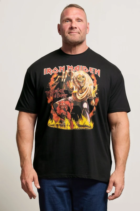 Image of BadRhino BadRhino Men Iron Maiden Graphic T-Shirt in Black Size: X-Large Black 1XL Male 5063589409775