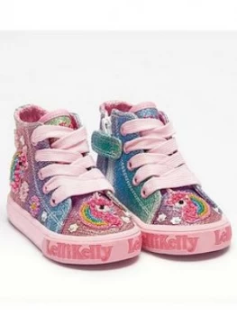 Image of Lelli Kelly Baby Girls Unicorn High Top - Multi/Glitter, Multi Glitter, Size 8 Younger