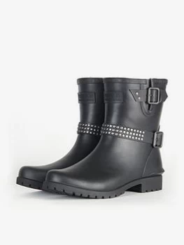 Image of Barbour International Leona Stud Detail Rain Boot - Black, Size 4, Women