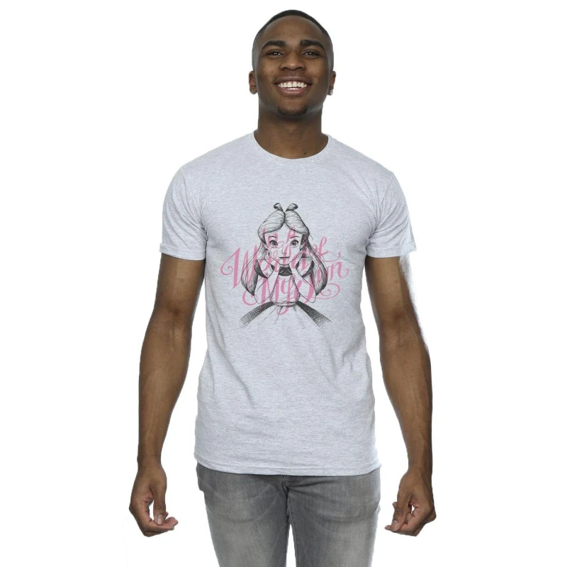 Image of Disney Men Alice In Wonderland In A World Of My Own T-Shirt in Grey Size: Small Grey S Male 5059934389137