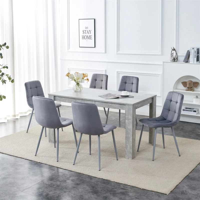 Image of KOSY KOALA Dining Table Set with 6 Chairs Dining Room and Kitchen table set of 6 Grey unisex