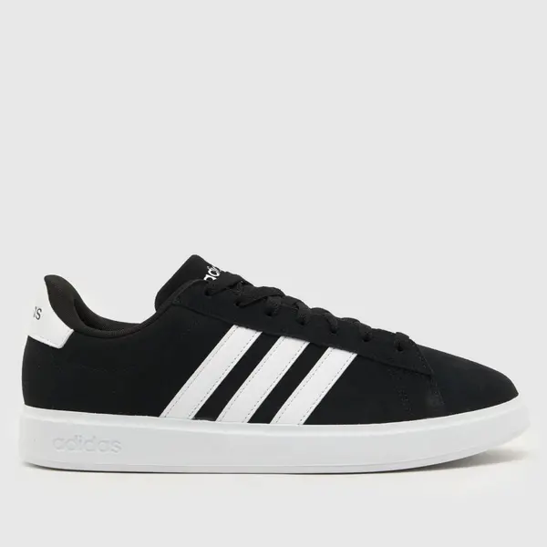 Image of adidas grand court 2.0 suede trainers in Black & white