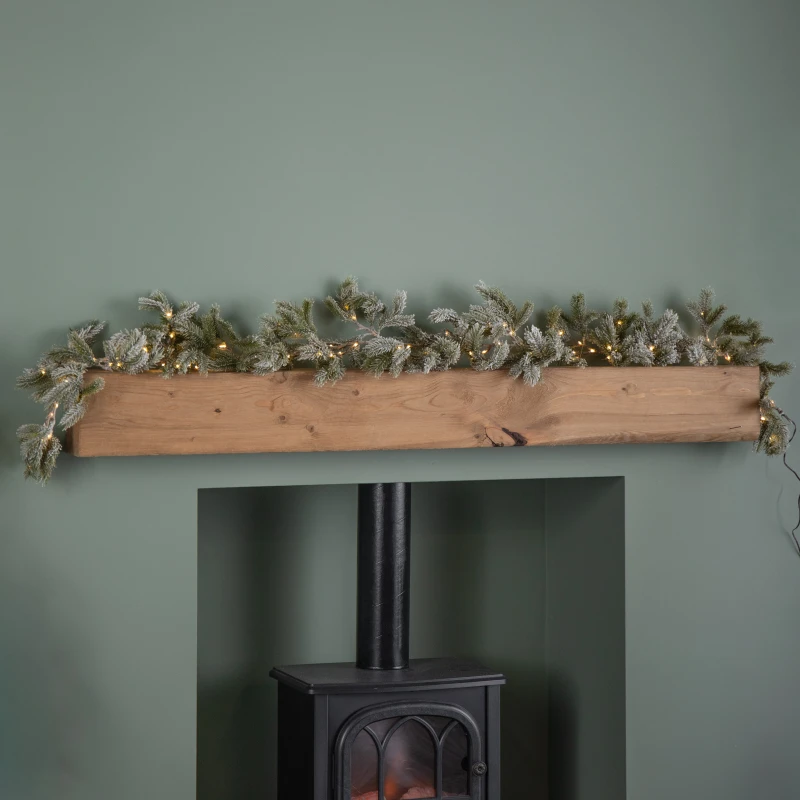 Image of 1.8m Frosted Pine Needle Christmas Garland with 120 Warm White LEDs