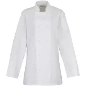 Image of Premier Womens/Ladies Long Sleeve Chefs Jacket / Chefswear (XS) (White) - White