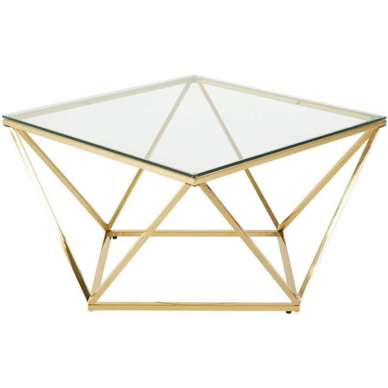 Image of Premier Housewares Geometric Gold Finish Twist End Table, Quirky Twist Design Statement Side Table, Aesthetic Lounge Side Table Gold