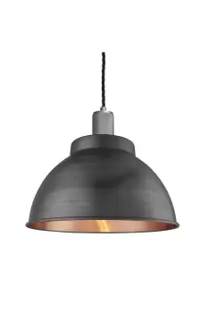 Image of Knurled Dome Pendant, 13 Inch, Pewter & Copper, Pewter Holder