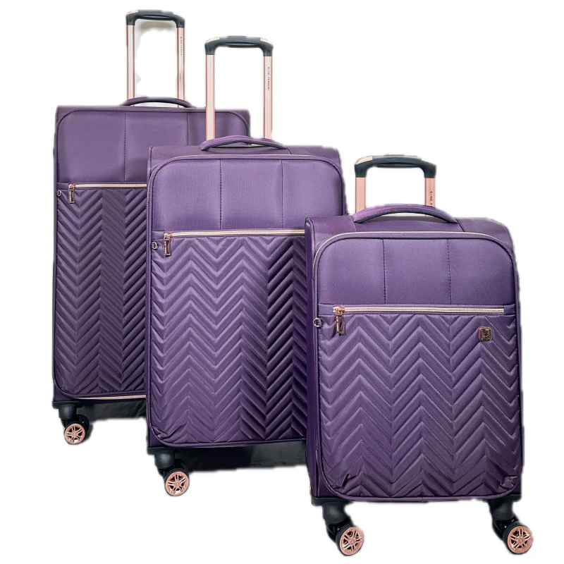 Image of Gino Ferrari Biella 3-Pc Soft Luggage Set Cabin & Hold Cases Purple Black Gf unisex S+M+L