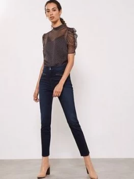 Image of Mint Velvet Ohio Sculpt Zip Jeggings - Dark Indigo