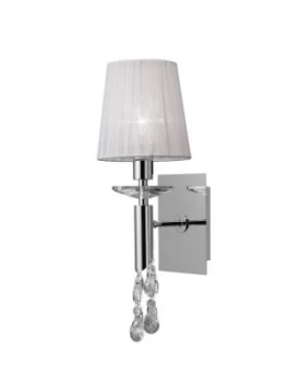 Image of Wall Lamp Switched 1+1 Light E14+G9, Polished Chrome with White Shade & Clear Crystal