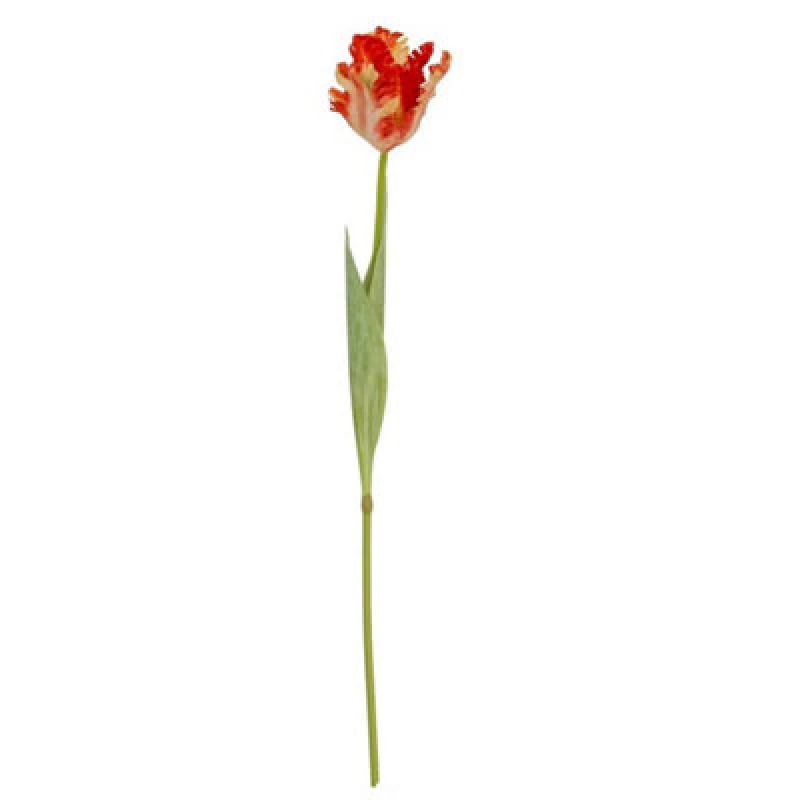 Image of Hill Interiors Flame Orange Parrot Tulip Artificial Flower - Plastic - H69cm - Green