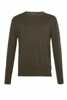 Image of Mens French Connection Portrait Wool Crew Neck Jumper Olive