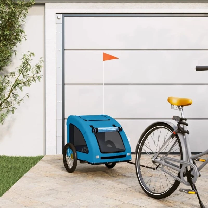 Image of VIDAXL Pet Bike Trailer Blue Oxford Fabric and Iron Vidaxl 8720845770525