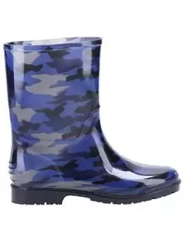 Image of Cotswold Navy Camo Wellington Boots, Navy, Size 11 Younger