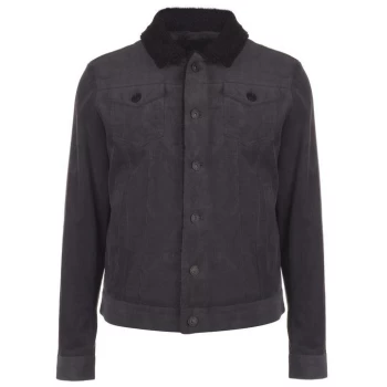 Image of Label Lab Stanning Corduroy Borg Lined Jacket - Charcoal