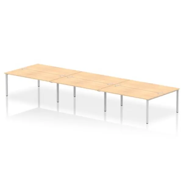 Image of Impulse Impulse Bench B2B 6 Person 1800 Silver Frame Office Bench Desk Maple IMB6P18MPES